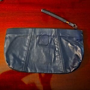 Anne Klein Vintage Leather Clutch Purse Navy Blue